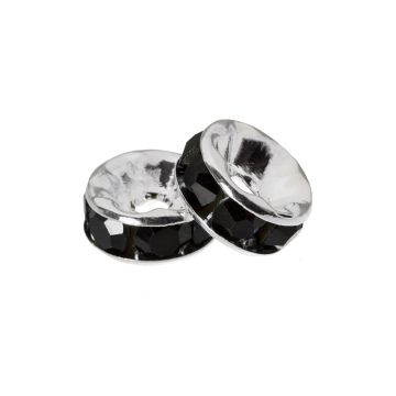 Rhinestone Spacer Beads (4 x 2 mm) Black (10 pcs)