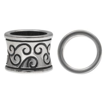 Stainless Steel Beads Large Hole (11.5 x 8 mm) Antique Silver (1 pcs)