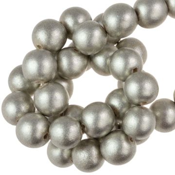 Wooden Beads Metallic Look (10 mm) Champagne Silver (84 pcs)