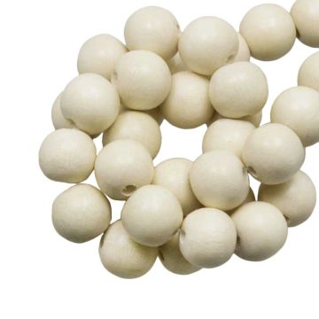 Wooden Beads Intense Look (20 mm) White (20 pcs)