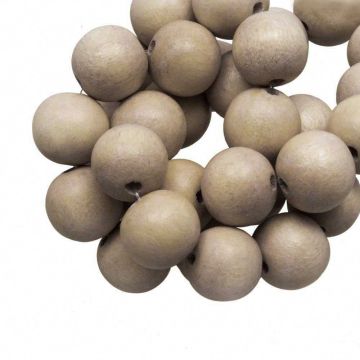 round shape wooden beads ecru color vintage 