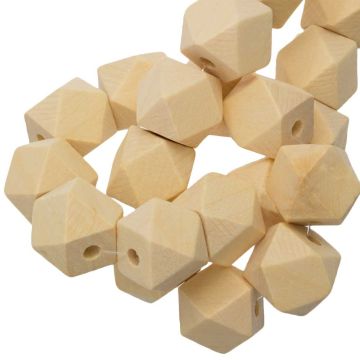 Natural Wooden Cube Beads (16 mm) 25 pcs