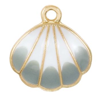 Enamel Charm Shell (18 x 17 x 3 mm) Grey (5 pcs)