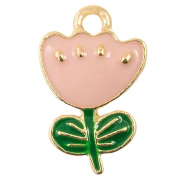 Enamel Charm Flower (19 x 12 x 2.5 mm) Soft Pink (5 pcs)