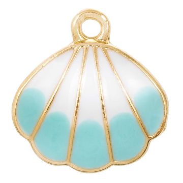 Enamel Charm Shell (18 x 17 x 3 mm) Light Blue (5 pcs)