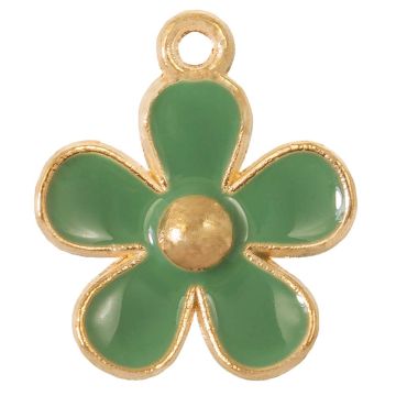 Enamel Charm Flower (21 x 18 x 3 mm) Sage Green (5 pcs)