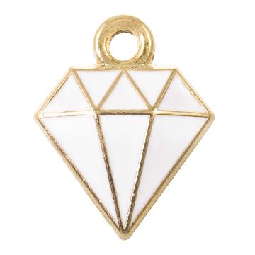 Enamel Charm Diamond (15 x 11 x 2.5 mm) White (5 pcs)