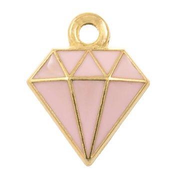 Enamel Charm Diamond (15 x 11 x 2.5 mm) Pink (5 pcs)