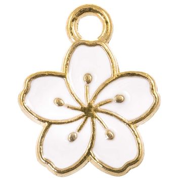Enamel Charm Flower (14.5 x 12 x 1.5 mm) White (5 pcs)