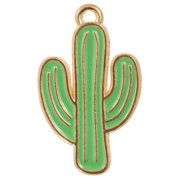Enamel Charm Cactus (26 x 15 x 1 mm) Green (5 pcs)