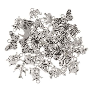 Charm Mix Animals (9.5 - 21 x 11 - 11 mm) Antique Silver (40 pcs)