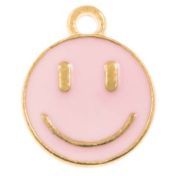 Enamel Charm Smiley Face (14.5 x 12 x 1.5 mm) Soft Pink (5 pcs)