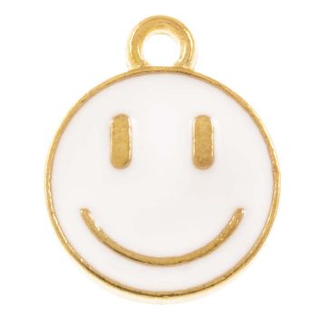 Enamel Charm Smiley Face (14.5 x 12 x 1.5 mm) White (5 pcs)