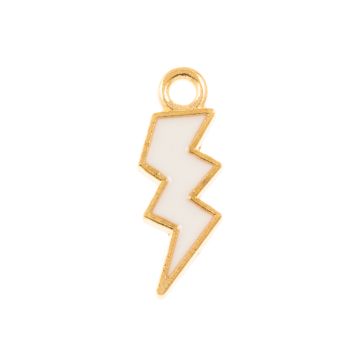 Enamel Charm Lightning (20 x 7 x 1.5 mm) White-Gold (5 pcs)