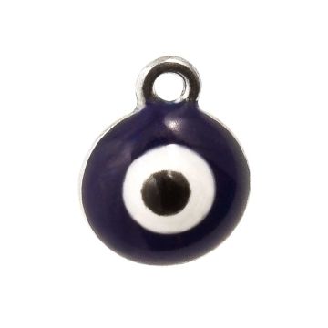Enamel Charm Evil Eye (12 x 10 x 7 mm) Dark Blue (3 pcs)