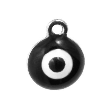 Enamel Charm Evil Eye (12 x 10 x 7 mm) Black (3 pcs)