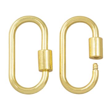 Carabiner Screw Clasp Oval (25 x 14 x 4.5 mm) Gold (2 pcs)