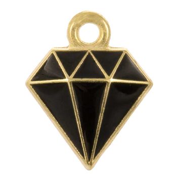 Enamel Charm Diamond (15 x 11 x 2.5 mm) Black (5 pcs)