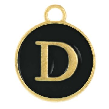 Enamel Charm Letter D (14 x 12 x 2 mm) Black (1 pcs)