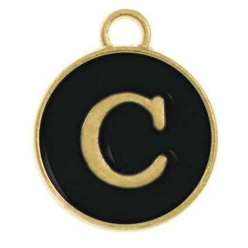 Enamel Charm Letter C (14 x 12 x 2 mm) Black (1 pcs)
