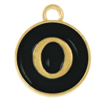 Enamel Charm Letter O (14 x 12 x 2 mm) Black (1 pcs)