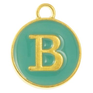 Enamel Charm Letter B (14 x 12 x 2 mm) Turquoise (1 pcs)