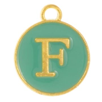 Enamel Charm Letter F (14 x 12 x 2 mm) Turquoise (1 pcs)