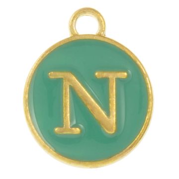 Enamel Charm Letter N (14 x 12 x 2 mm) Turquoise (1 pcs)