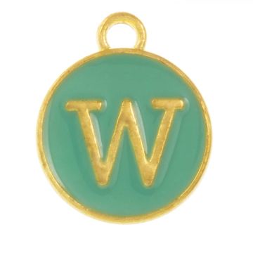 Enamel Charm Letter W (14 x 12 x 2 mm) Turquoise (1 pcs)