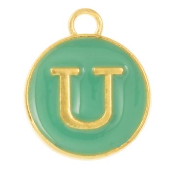 Enamel Charm Letter U (14 x 12 x 2 mm) Turquoise (1 pcs)