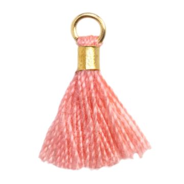 Tassels (10 - 15 mm) Salmon Pink / Gold (10 pcs)