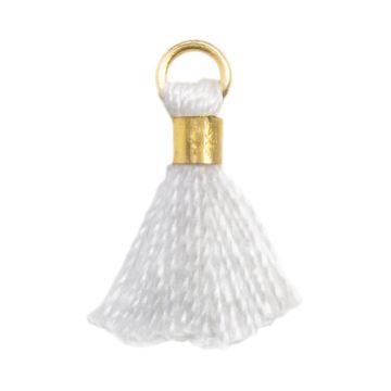 Tassels (10 - 15 mm) White / Gold (10 pcs)