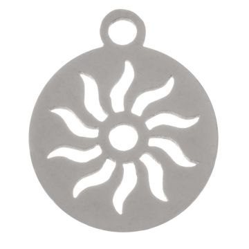 Stainless Steel Charm Sun (14 x 12 x 1 mm) Gold (2 pcs)