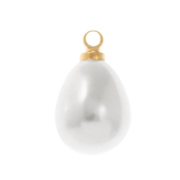 Resin Charm Teardrop Pearl (13 x 8 mm) White Gold (10 pcs)