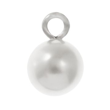 Resin Charm Pearl (15 x 10 mm) White-Antique Silver (10 pcs)
