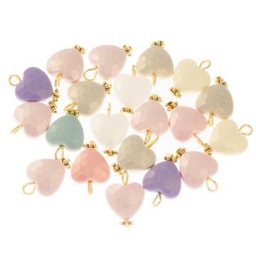 Acrylic Pendant Hearts (16 - 17 x 11.5 x 5 mm) Mix Color-Gold (20 pcs)