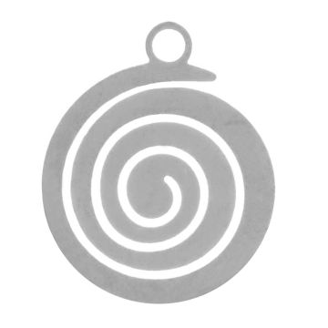 Stainless Steel Charm Round (14 x 11.5 x 1 mm) Antique Silver (4 pcs)