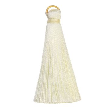 Tassels (35 x 7 mm) Creamy White / Gold (5 pcs)