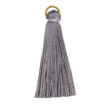 Tassels (35 x 7 mm) Grey / Gold (5 pcs)