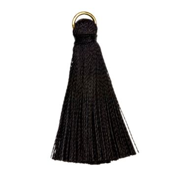 Tassels (35 x 7 mm) Black / Gold (5 pcs)