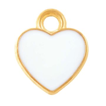 Enamel Charm Heart (12 x 10 x 2 mm) White (5 pcs)