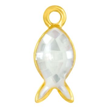Shell Charm Fish (12 x 5 x 3 mm) Pearl White (1 pcs)
