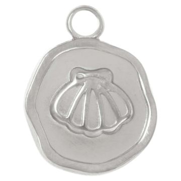 Stainless Steel Charm Shell (16.5 x 13 x 2 mm) Antique Silver (2 pcs)