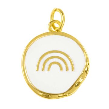 Enamel Pendant (18 x 15 x 2 mm) White - Gold (1 pcs)