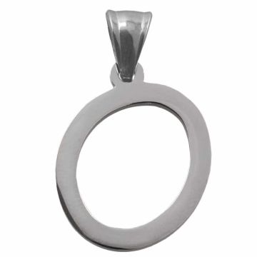 Stainless Steel Letter Pendant O (33 x 20 x 2 mm) Antique Silver (1 pcs)