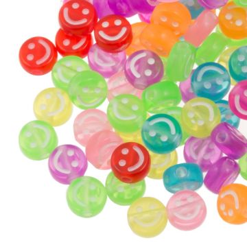 Acrylic Smiley Face Beads - Various Mimics (10 x 5 mm) Mix Color-White (100 pcs)