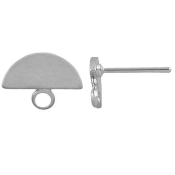 Stud Earrings Half Circle (8 x 10 mm) Antique Silver (4 pcs)