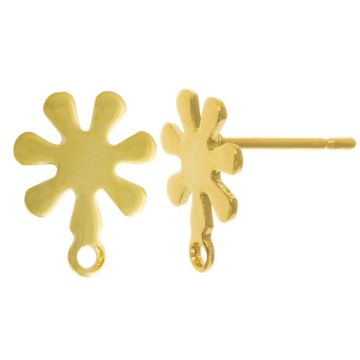 Stainless Steel Stud Flower Earrings (11 x 9 mm) Gold (4 pcs)