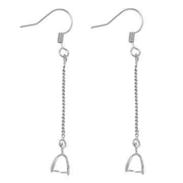 Stainless Steel Earring Hooks with Bail (53 mm) Antique Silver (4 pcs)