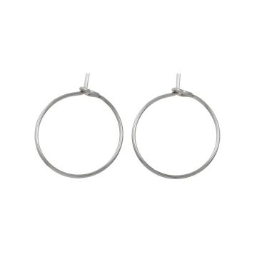 Stainless Steel Hoop Earrings (15 x 0.7 mm) Antique Silver (25 pcs)